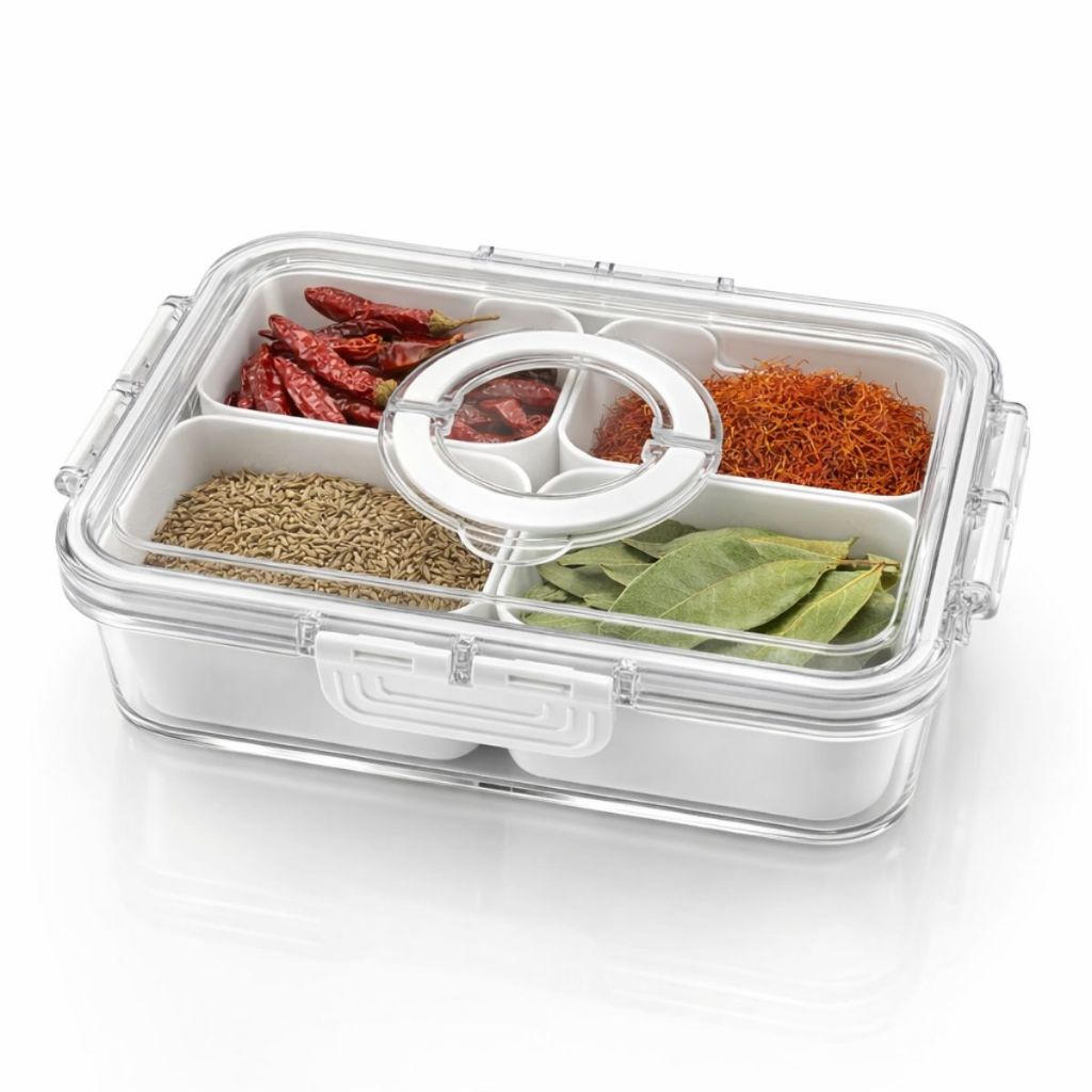 Kit 2 Cestos Organizador Geladeira 4 Divisórias Transparente Hermético