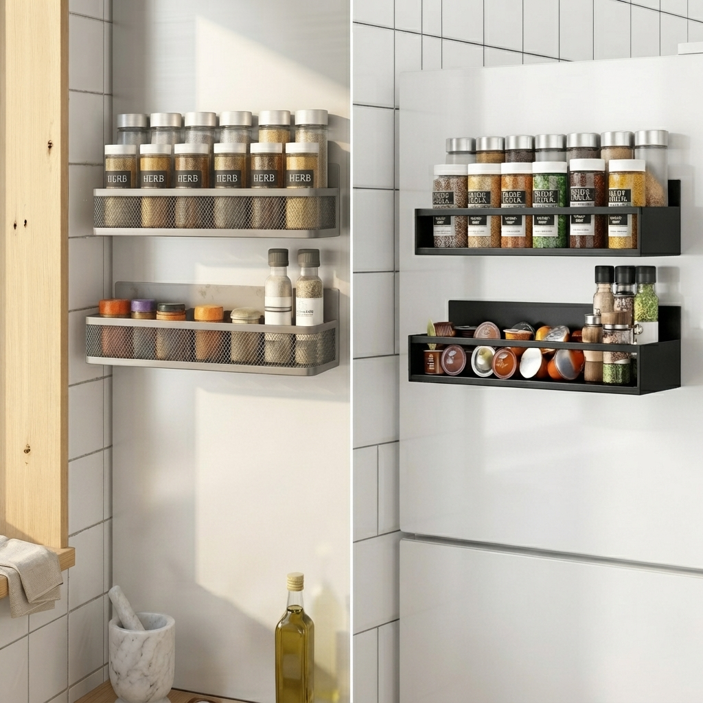 Kit Organizador Magnético 2 Prateleiras Para Cozinha E Lavanderia