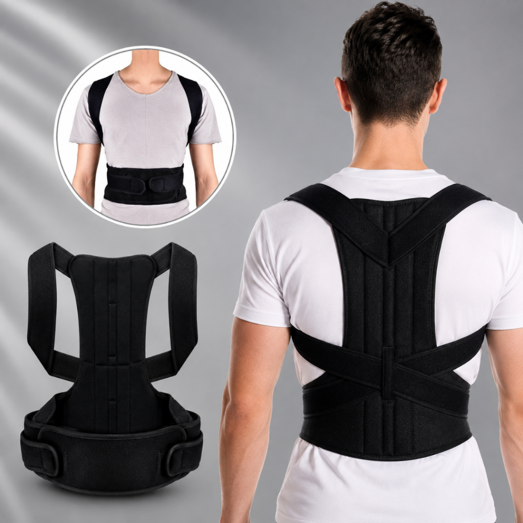 Colete Corretor Postura Coluna Suporte Ortopédico Lombar Cervical Ajustável