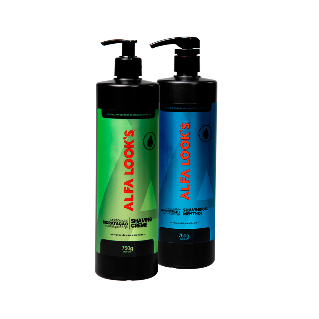 KIT BARBEAR ALFA LOOK’S – SHAVING CREME E SHAVING GEL 750G