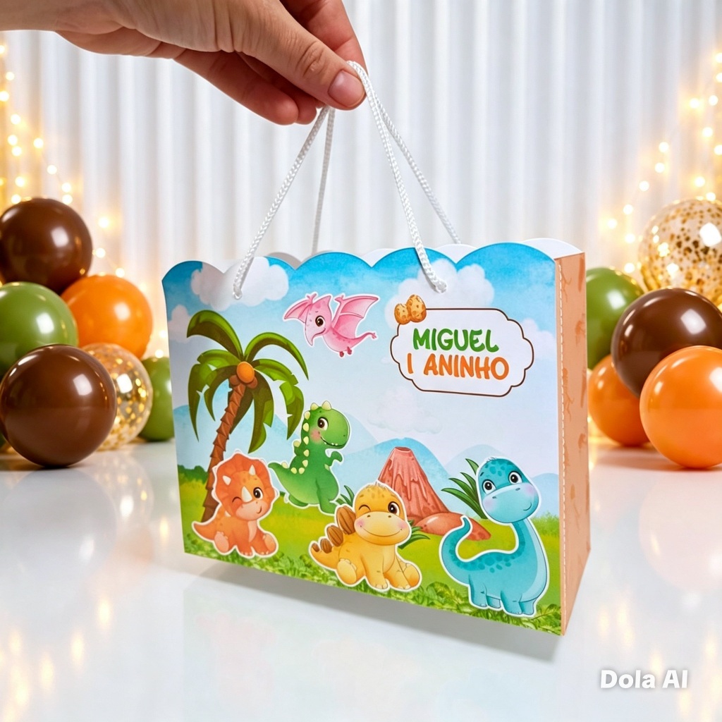 Sacolinha Surpresa Dinossauro Dino Baby  Personalizado  Lembrancinha Aniversário Festa Infantil