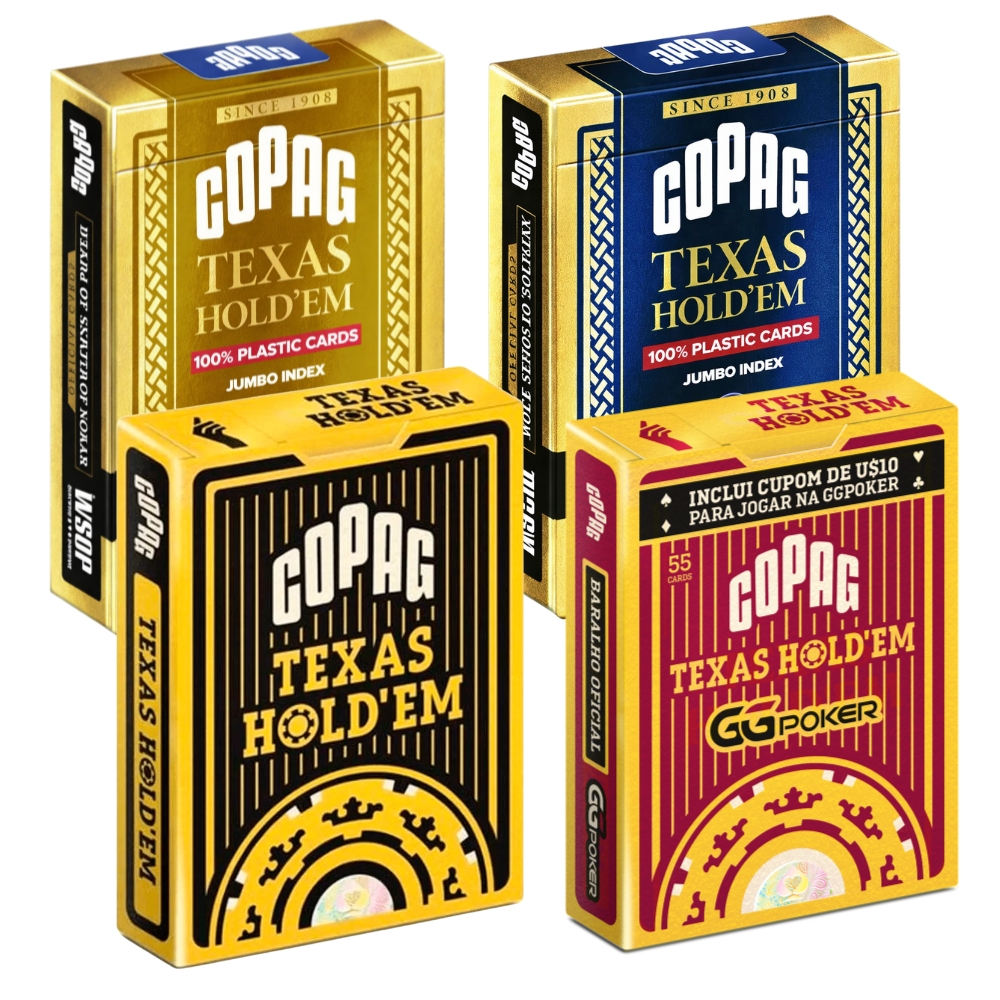 Baralho De Poker COPAG Texas Hold'em 55 Cartas Naipe Grande 100% Plástico PVC Qualidade PREMIUM DECK