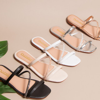 Sandália Chinelo Rasteirinha Brilho Strass Metalizada Confortavel