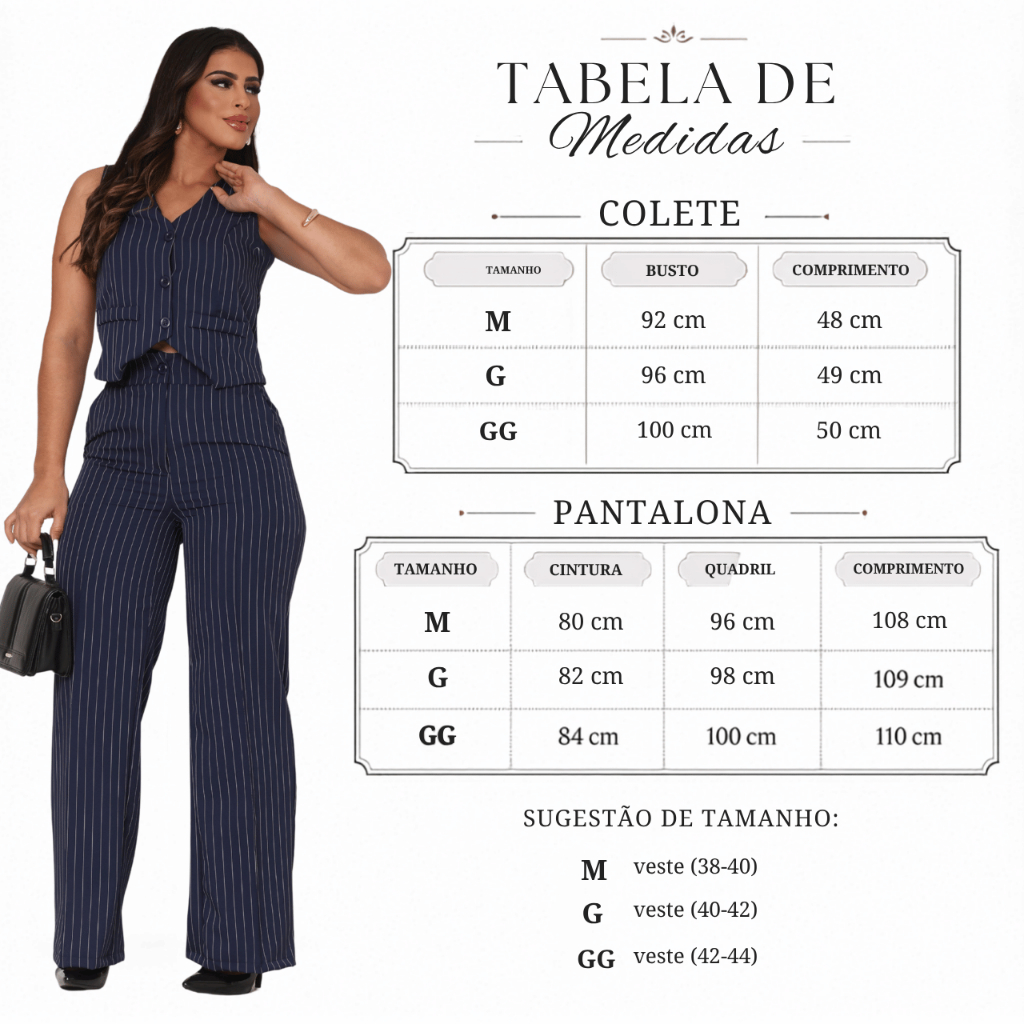 Conjunto Alfaiataria Colete e Pantalona Estilo Elegante e Social Formal e Trabalho — imagem 2 de 2