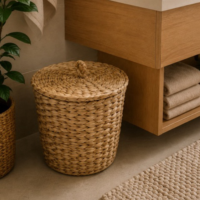 Lixeira de Taboa Com Tampa Coisas Diferentes Para Casa Decoração Elegante Natal Artesanato