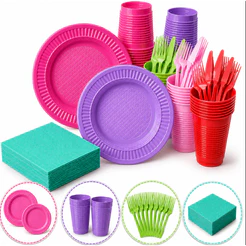 Kit Festa Completo 200 Peças Coloridas – Casa Decorcao Descartáveis para Aniversário e Eventos Copa