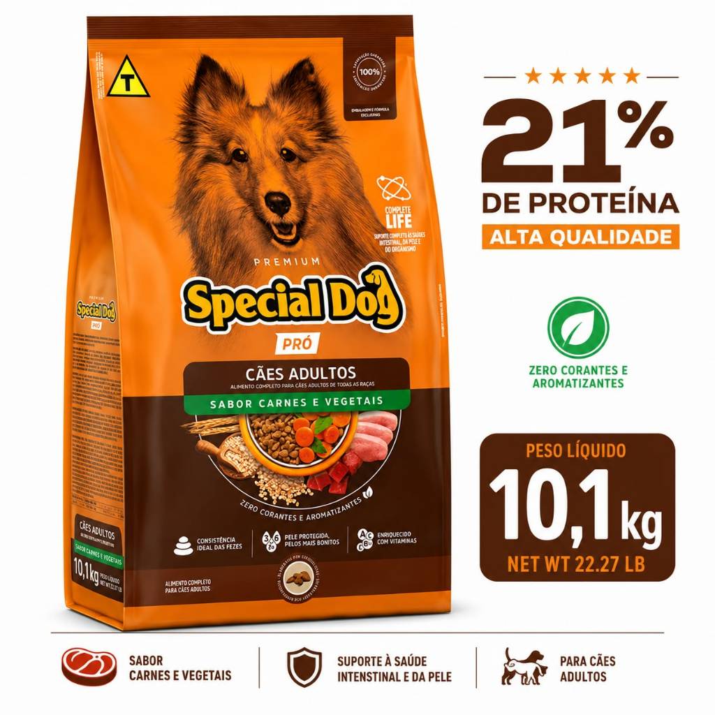 Ração Special Dog Pró Cães Adultos Sabor Carnes e Vegetais 10KG