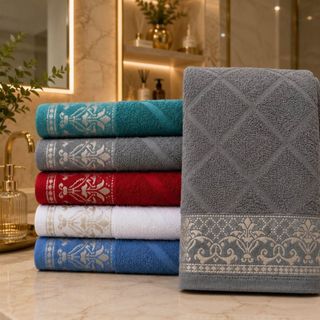 Kit 6 Toalhas de Rosto Jacquard Macia Lindas Cores - Esmeralda