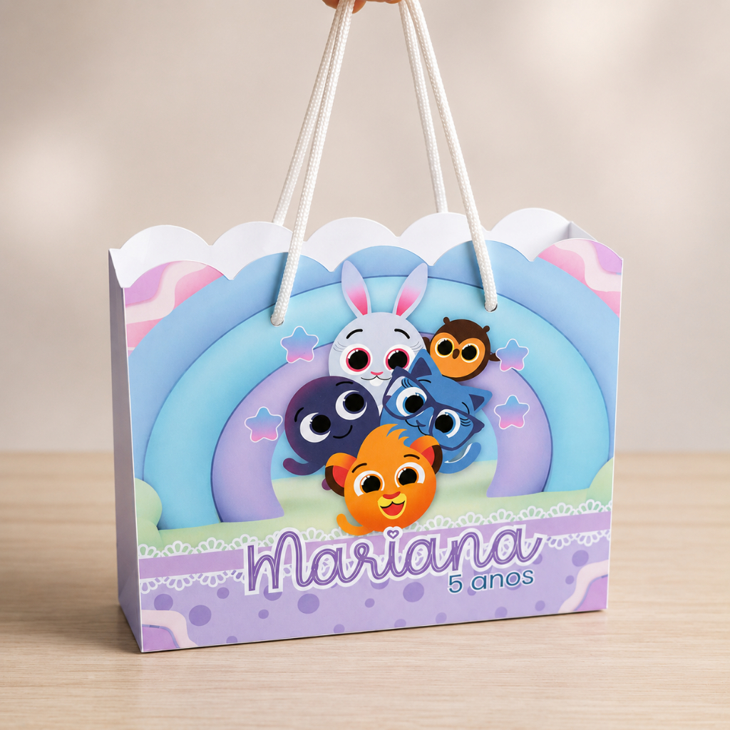 Sacola Personalizada Bolofofo Menina com Nome e Idade Lembrancinha Aniversario
