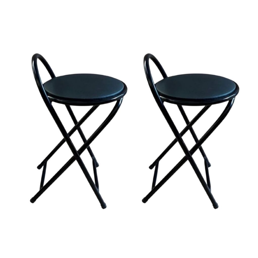 Kit Banqueta Dobrável Baixa 63cm Aço Reforçado Bar Mesa Boteco Estofado Confortável