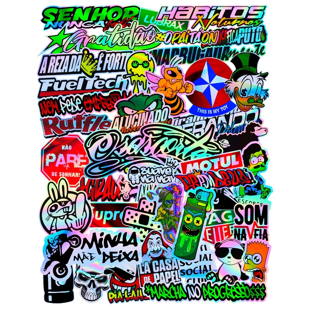 Adesivo Osascorte Stickers 244 59D Moto Bike Tuning Holográfico Automotivo 42 unidades
