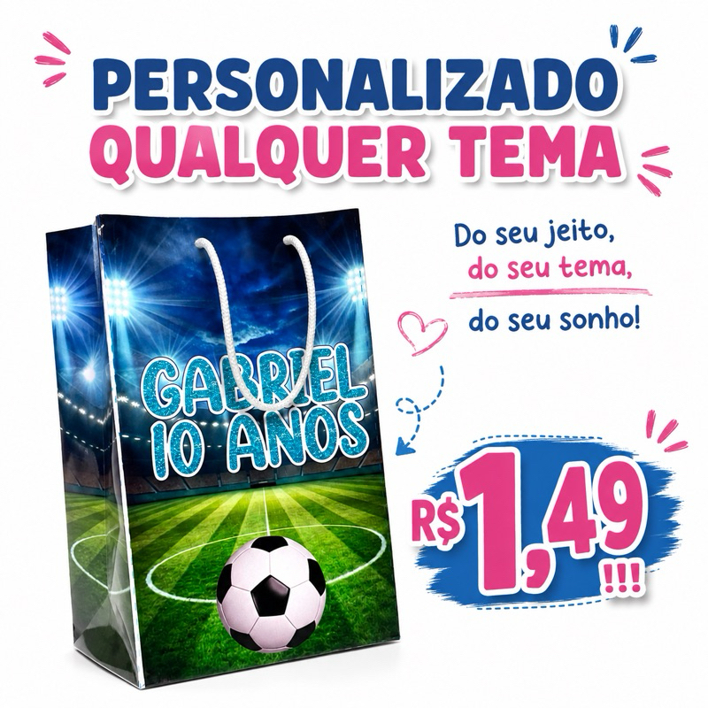 SACOLINHA SURPRESA LEMBRANCINHA  PERSONALIZADO QUALQUER TEMA FESTA ANIVERSÁRIO