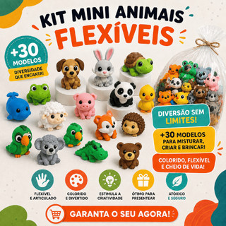 Kit Sortido - Mini Bichinhos  Flexíveis Articulados - Coleção Clássica