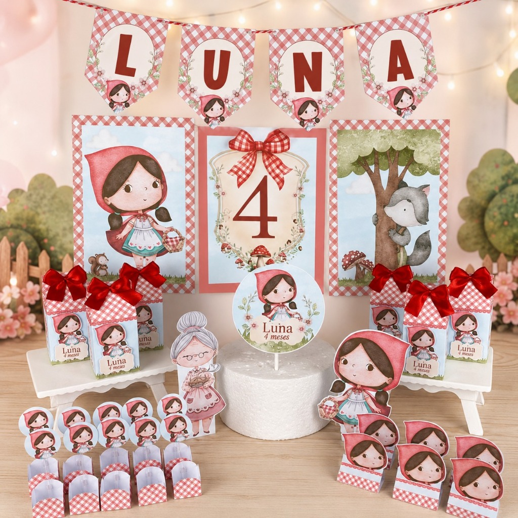 ENVIO RÁPIDO Kit festa CHAPEUZINHO VERMELHO | Personalizado Bolinho Aniversário Mesversário