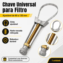 Chave para Filtro de Óleo Ajustável de 60 a 120 mm com Cinta de Aço Inoxidável, 1 Unidade