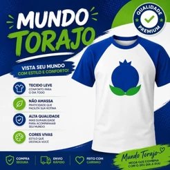 Camiseta do Mundo Torajo Azul Mirtilo Zulmi Youtuber Unissex Infantil Juvenil Criança Festa Show Presente
