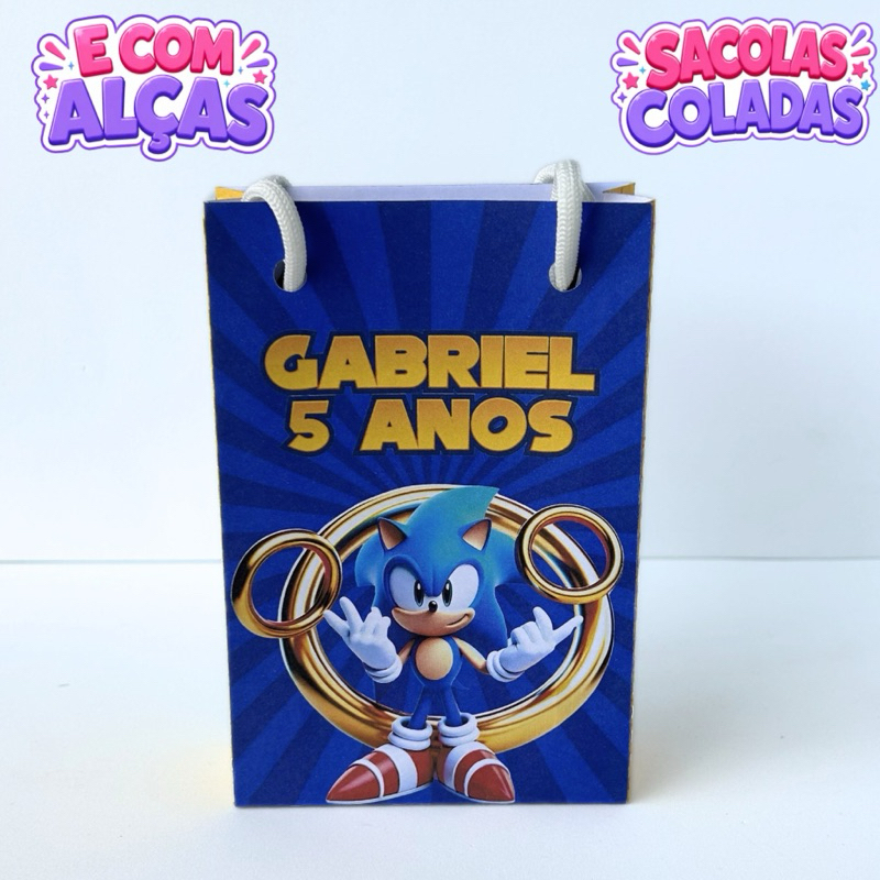 Sacolinha  Sonic Personalizados/Lembrancinha de Festa/Aniversário/Lembrancinha Festa Infantil