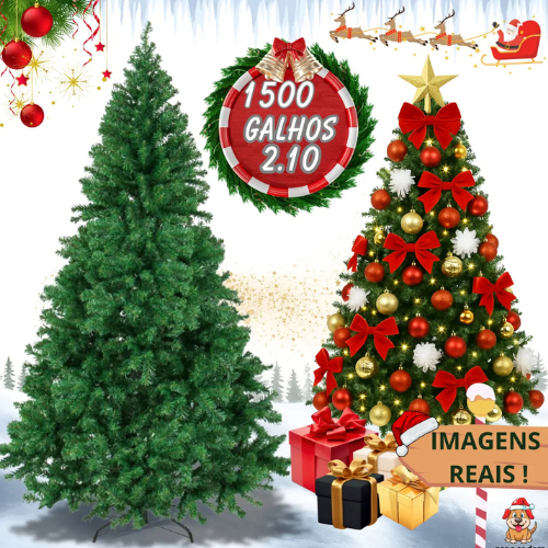 Árvore de Natal Pinheiro Canadense 2,10 m 1500 Galhos Tradicional Verde