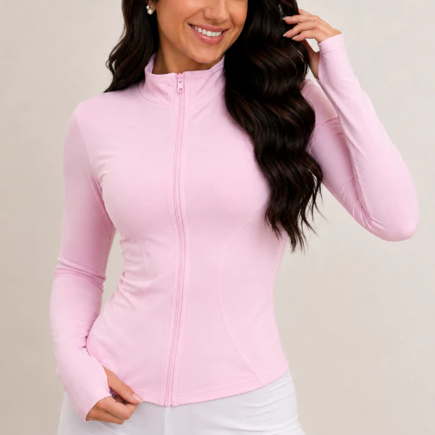 Blusa Jaqueta Fitness Yoga Fit Poliamida Premium Manga Longa Corta Vento com zíper — imagem 1