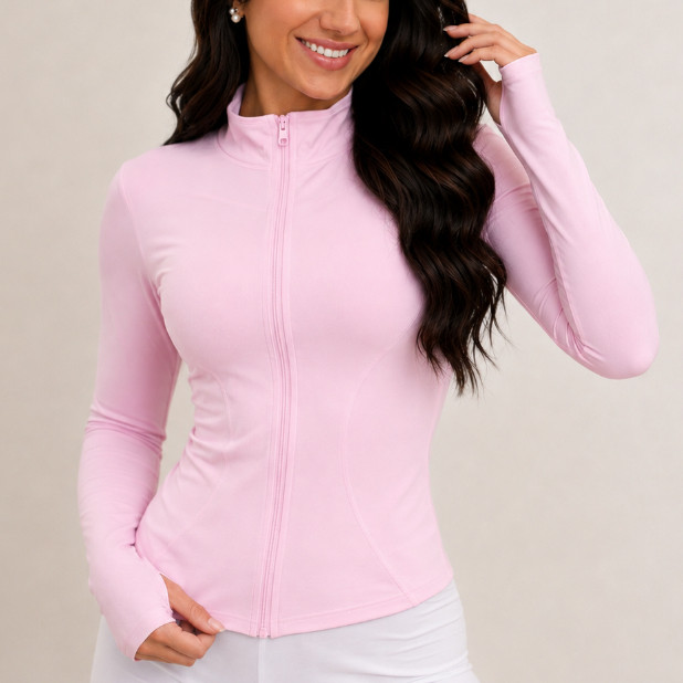 Blusa Jaqueta Fitness Yoga Fit Poliamida Premium Manga Longa Corta Vento com zíper