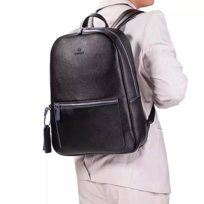 Mochila de Couro Pu Executiva com Porta Notebook 15 pol mochila de costa masculino/feminino