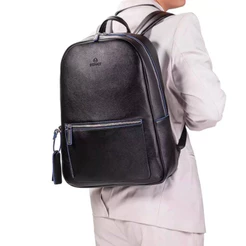 Mochila de Couro Pu Executiva com Porta Notebook 15 pol mochila de costa masculino/feminino