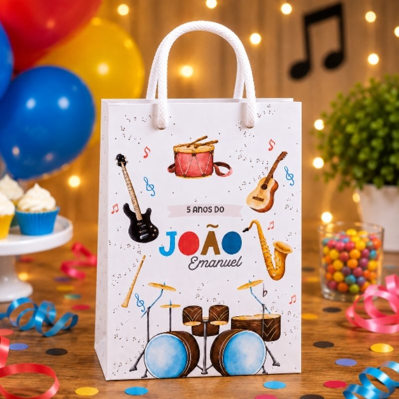 Sacolinha Personalizada Instrumentos musicais Kit festa Música e Instrumentos musicais Lembrancinhas Música Aniversário