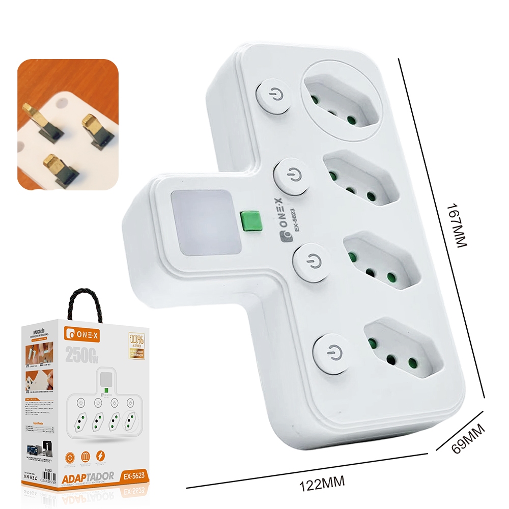 Adaptador Tomada 10A 2500W USB-C Tipo-C Bivolt Para Casa Escritório