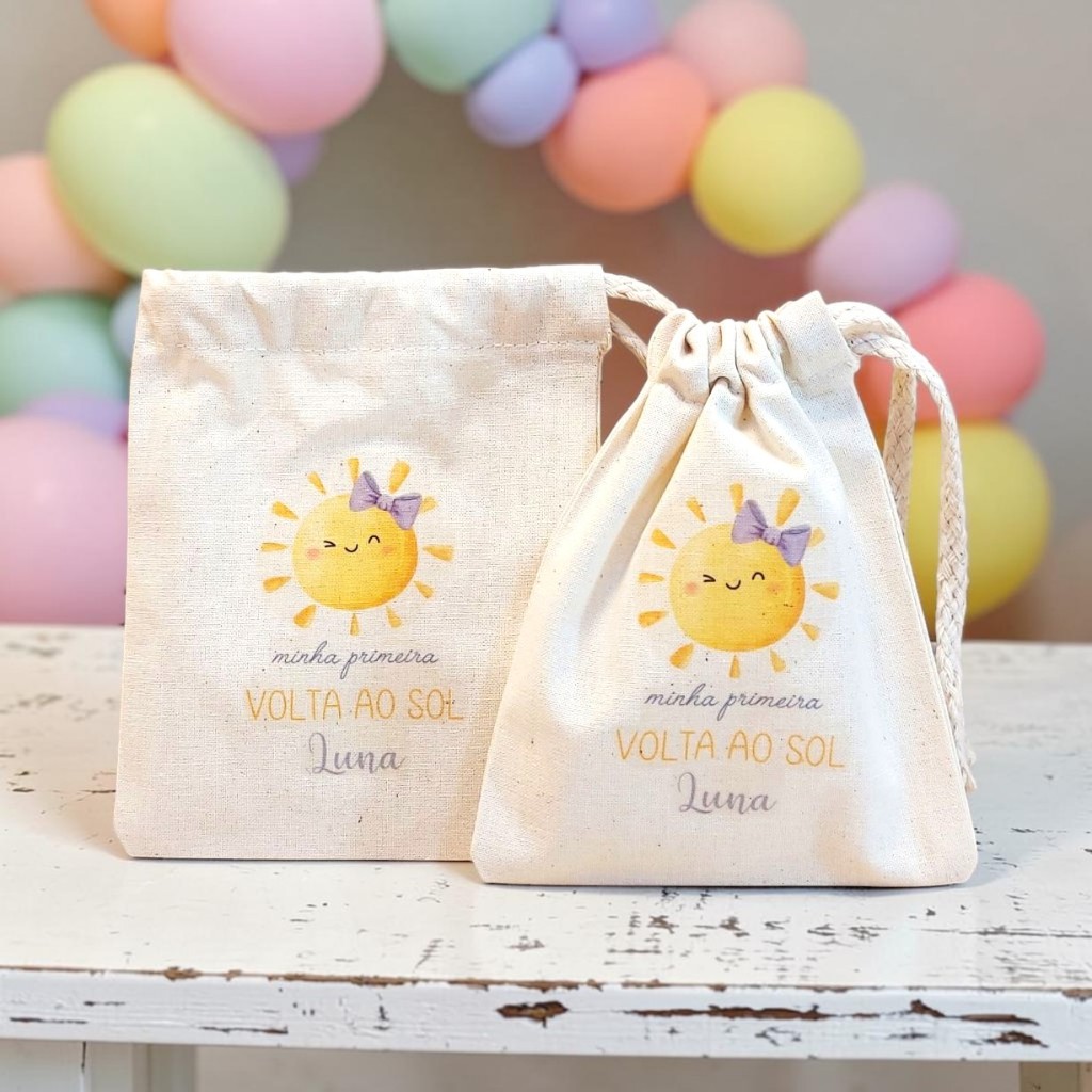 10+ Saco Surpresa Sol Menina Primeira Volta - Lembrancinha Personalizada de Aniversário Infantil