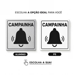 Placa De Sinalização Campainha 8x8cm Alumínio ou PS