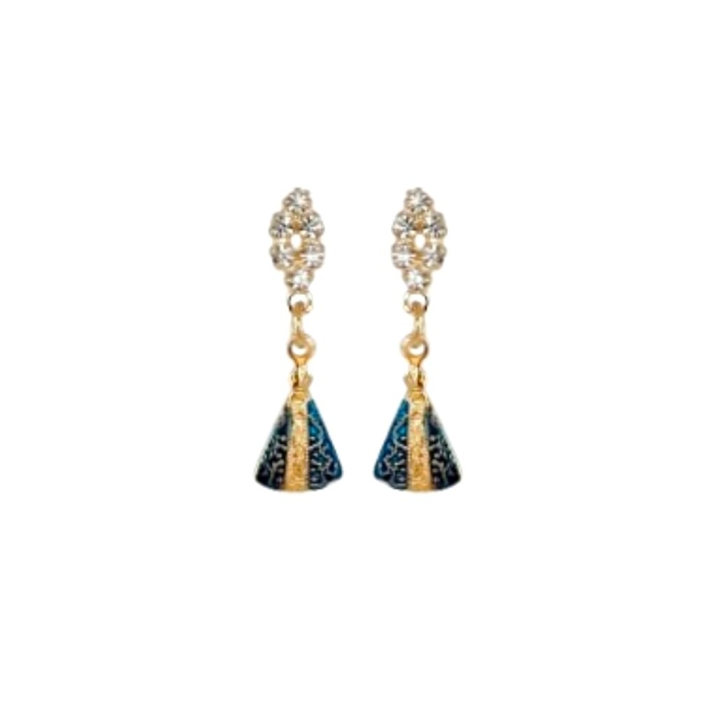 Brinco Base Strass Cristal Nossa Senhora Aparecida Folheado Ouro 18k Antialérgico
