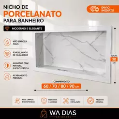 Nicho de Embutir em Porcelanato Carrara com Borda em Aluminio Branca ou Preta
