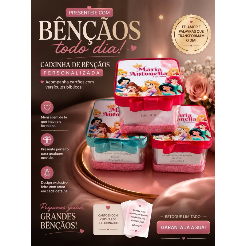 10 Caixinhas de Bençãos/ Caixinha de Promessas personalizadas/ Lembrancinhas de aniversário, batizado e chá de bebê.