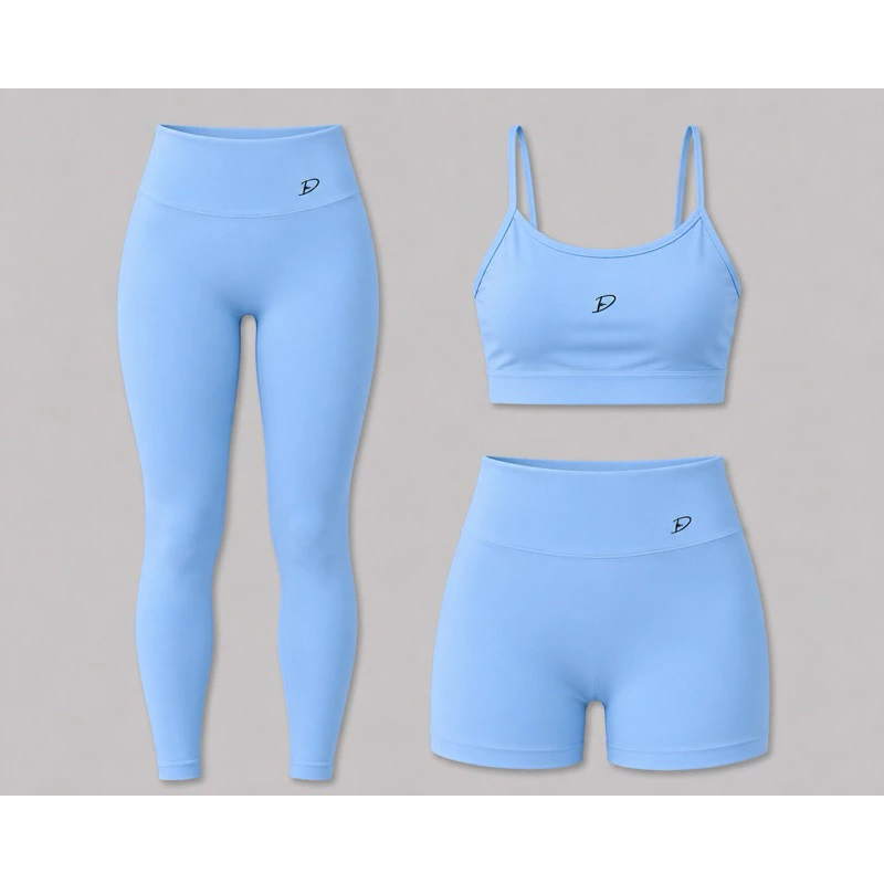 Diasp Fitness Poliamida Kit 3 peças Top + Leg + Short Blackout Academia