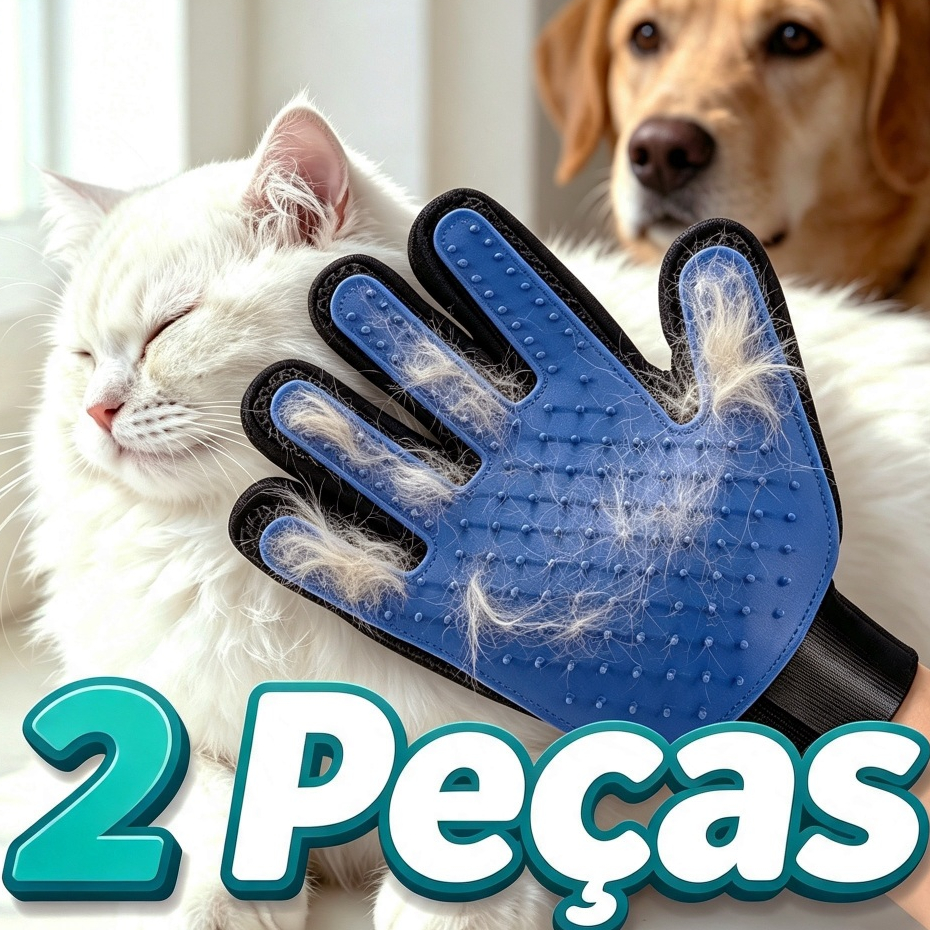 Luva Escova Pet Nano Magnética – Remove Pelos de Gatos e Cachorros com Facilidade