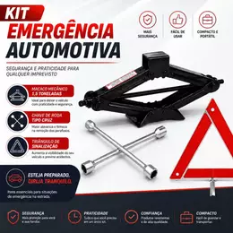 Kit Macaco Sanfona 1,5T + Chave de Roda Cruz + Triângulo LED