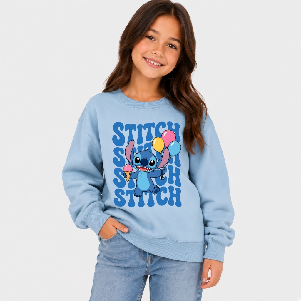 Moletom Infantil Feminino Fofo Casaco Gola Careca Sem Bolso flanelado confortavel