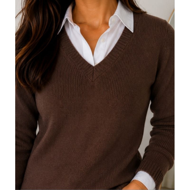 Blusa Feminina Meia Estação, Decote V Blusa Feminina Básica - Suéter Tricot Premium - Blusa Fina segunda pele.