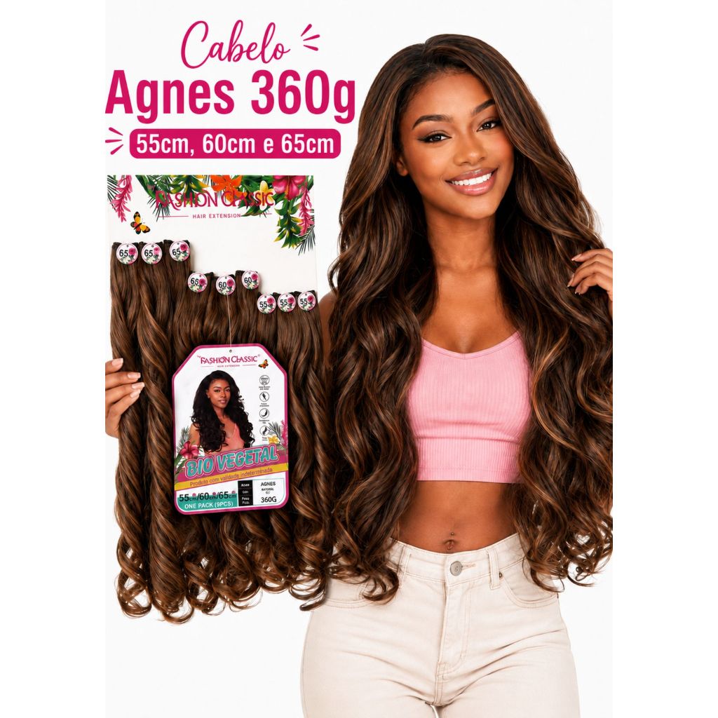 Cabelo Fashion Classic Agnes Ondulado Bio Vegetal 65cm - 360g