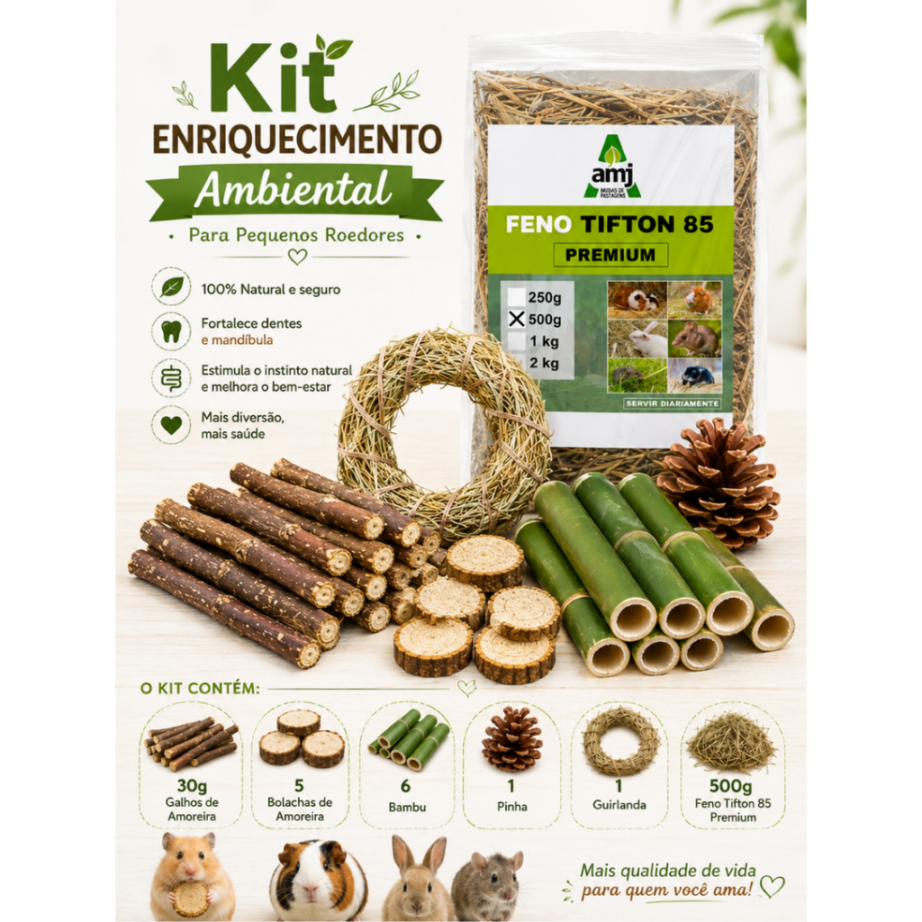 6 itens KIT ambiental, brinquedo para hamster, coelhos e porquinho da india