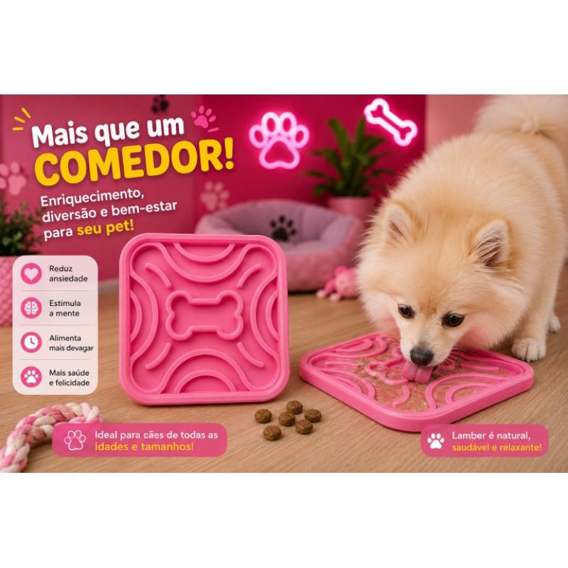 Comedouro Lento Interativo para Cachorro Pet – Alimentação Lenta e Enriquecimento Ambiental