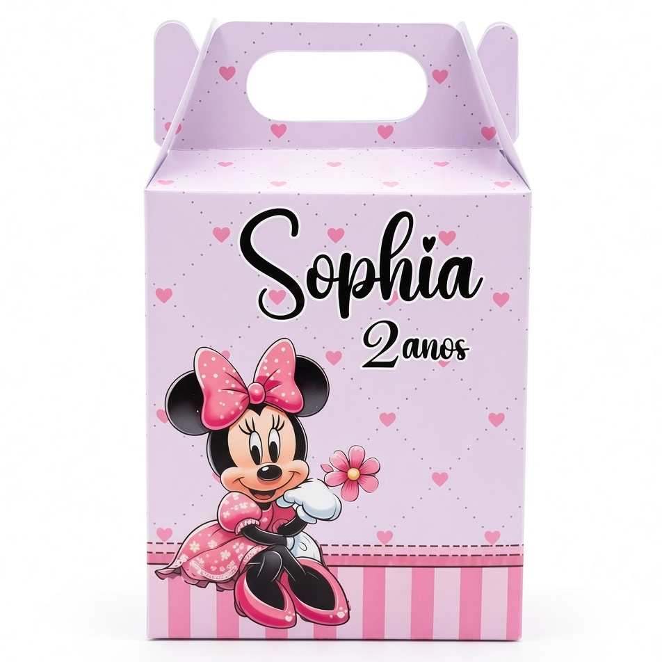 Caixa Maleta / Maletinha Minnie Rosa Personalizada | Lembrancinha Festa Aniversário Infantil