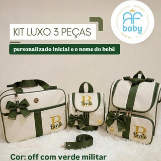 kit Bolsas Maternidade personalizada luxo 3 Peças.Mochila/Bolsa Grande/e Frasqueira térmica/Nome Bordado Menino e Menina
