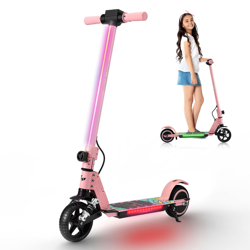 Patinete Elétrico Infantil 180W 16KM/H 6KM, Dobrável, O Pedal Pode Mudar para 3 Cores