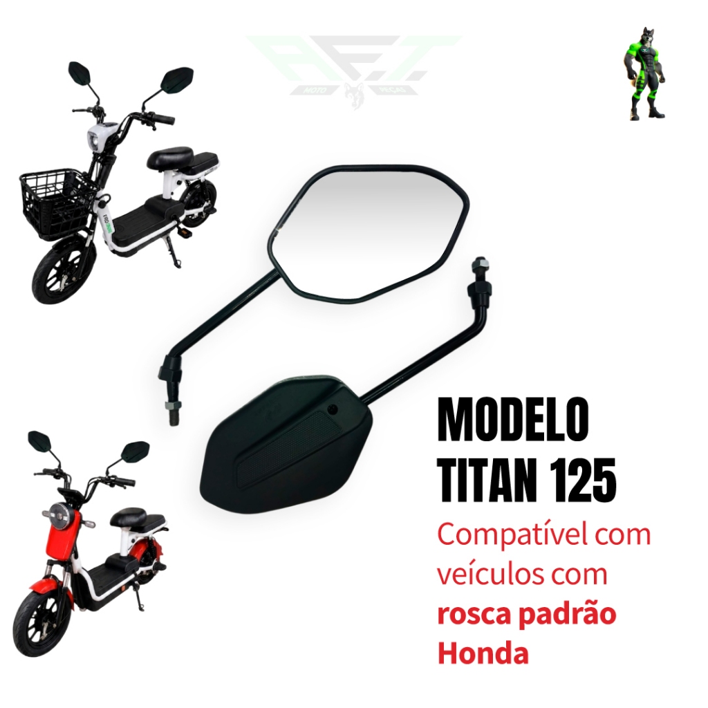 Par Espelho Retrovisor TITAN 125 14 Guidão Bicicleta Eletrica Mobilete Bike Motorizada Scooter 8mm