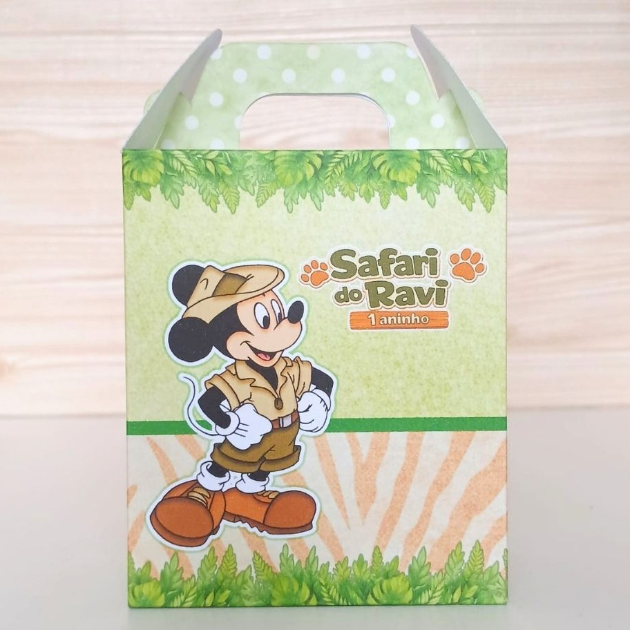 Caixa Maleta Mickey Safari Personalizada / Lembrancinha Festa Infantil / Aniversário