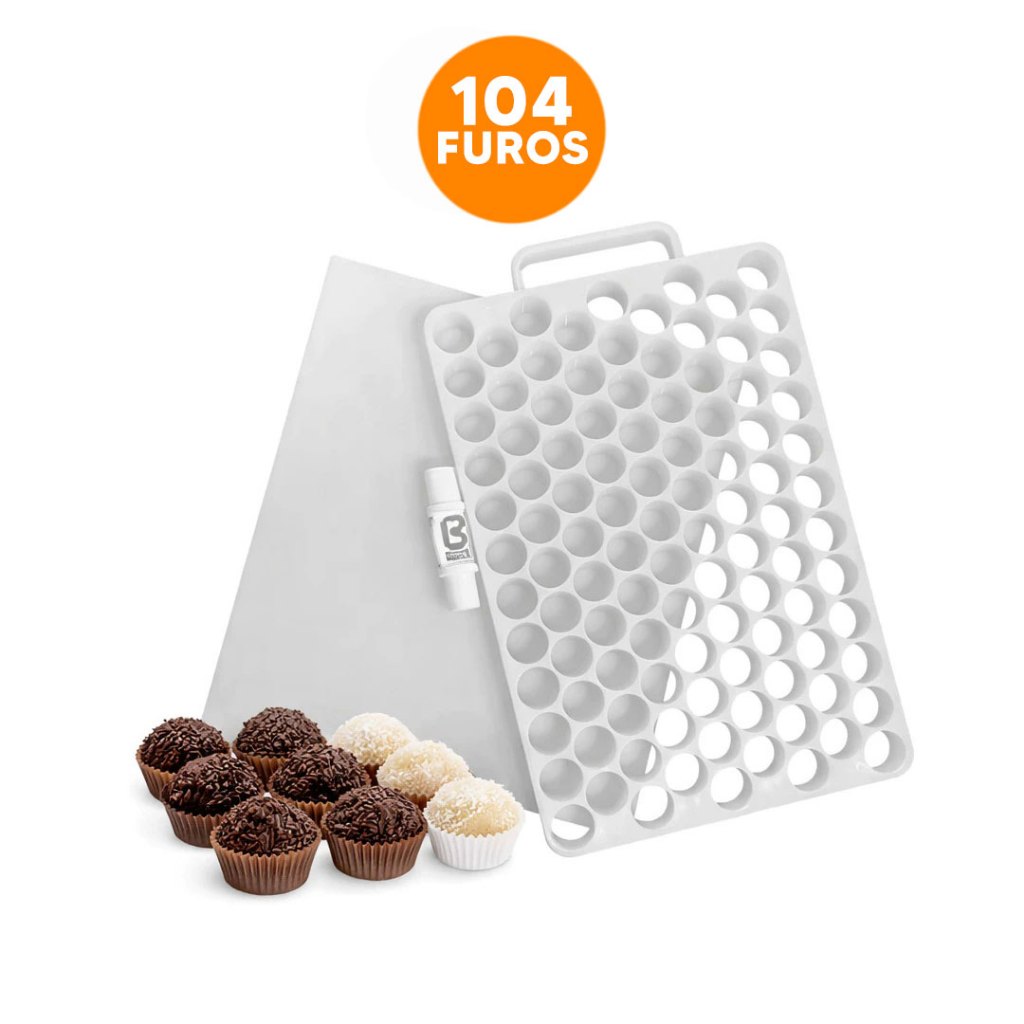 PLACA PORCIONADORA PARA BRIGADEIROS E DOCES 18G COM 104 FUROS BROTHERMIX - KIT