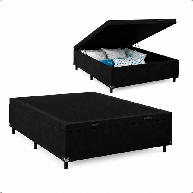 Baú Box Casal - Suede Preto
