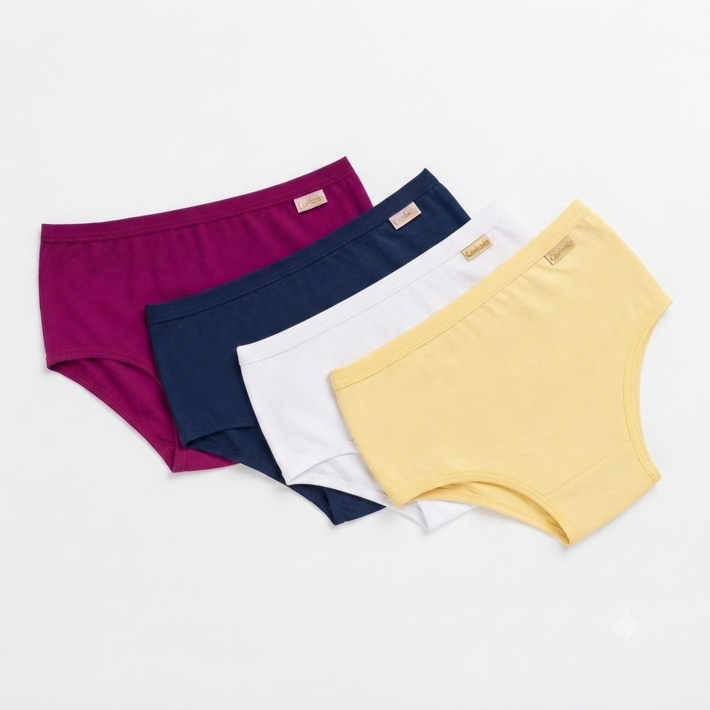 Kit 3 Calcinhas Infantil Nina 95% Algodão Menina Confortável Cores Variadas