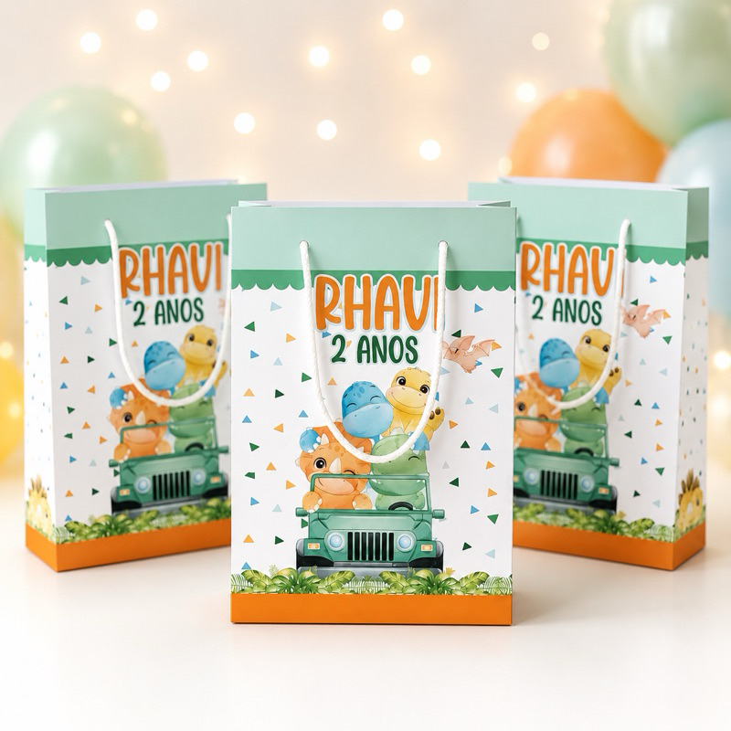 10 Sacolinha  Personalizadas Dinossauro Baby Mimos de festa infantil - Lembrancinha infantil